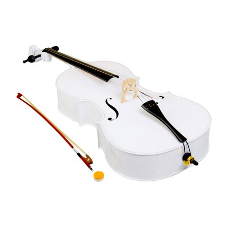 4/4 Wood Cello for Adults and Kids, Acoustic Cello Set with Portable Bag, Bridge,Bow and Rosin, String Musical Instruments for Beginner, White