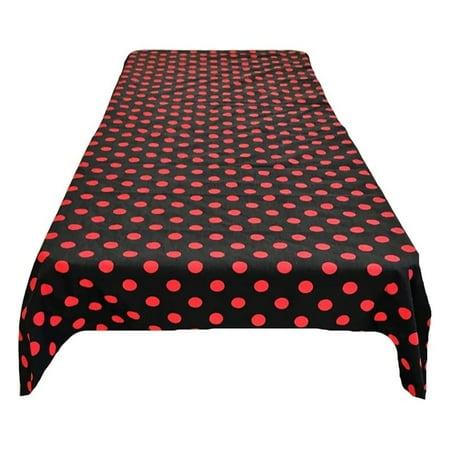 

Fabric & Foam Inc Polka Dot Cotton Tablecloth (Red Dot on Black 58 Wide x 120 Long Rectangular)