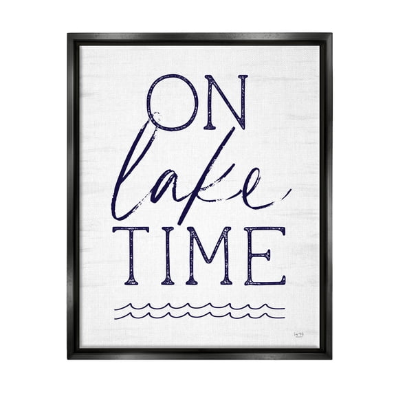 Stupell On Lake Time Water Waves Landscape Painting Black Floater Framed Art Print Wall Art