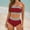 c01Red, variant on JGGSPWM Women's 2 Pieces Bandeau Bikini Color Block Swimsuits Trendy Summer Off Shoulder High Waisted Bathing Suit Blue M