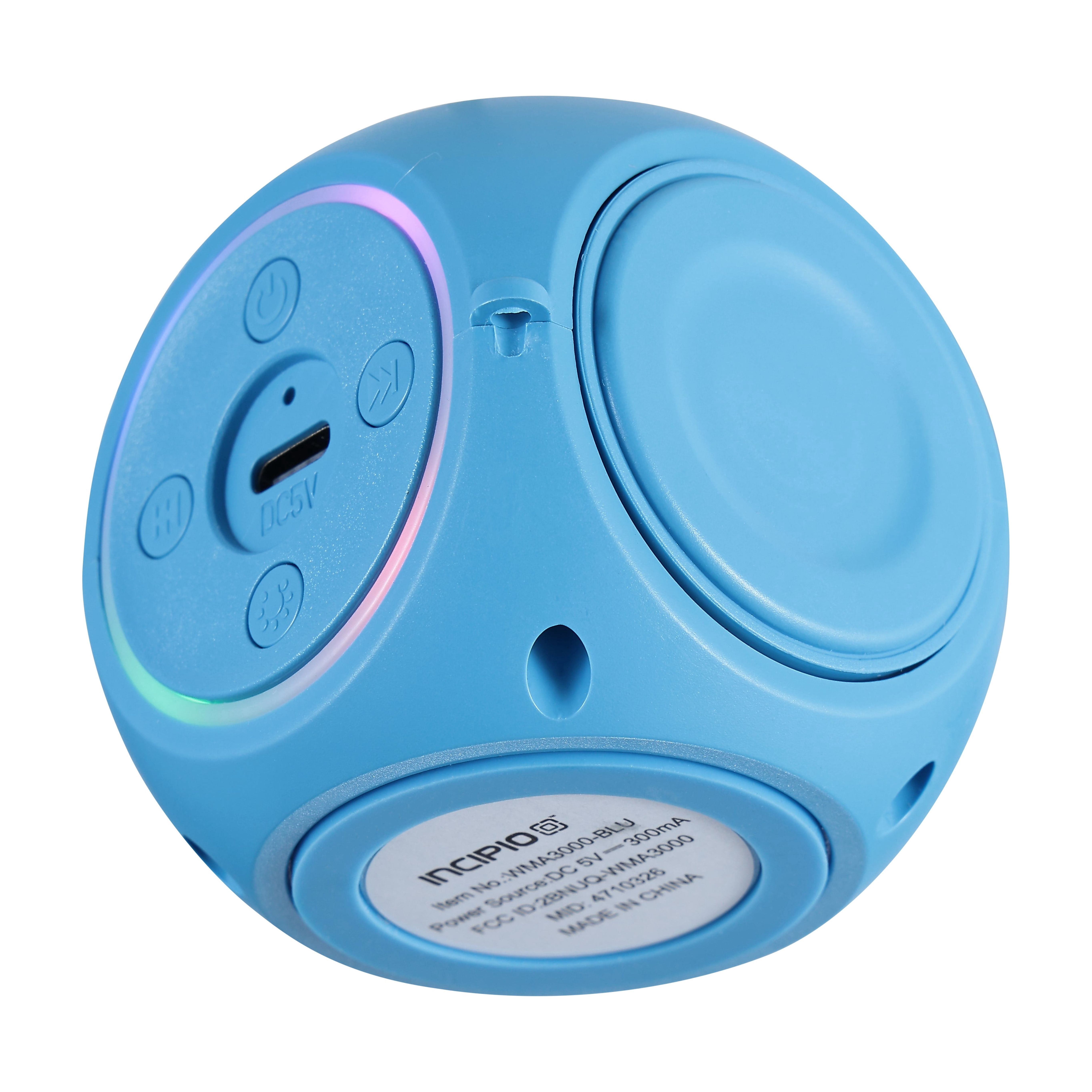 Incipio SpinBeats Wireless Bluetooth Speaker Portable Mini Speaker with RGB Lights, Spinning Top Design, Compact Pocket Size, Loud Clear Sound for Phone, Tablet, Laptop, Travel LED Speaker-Blue