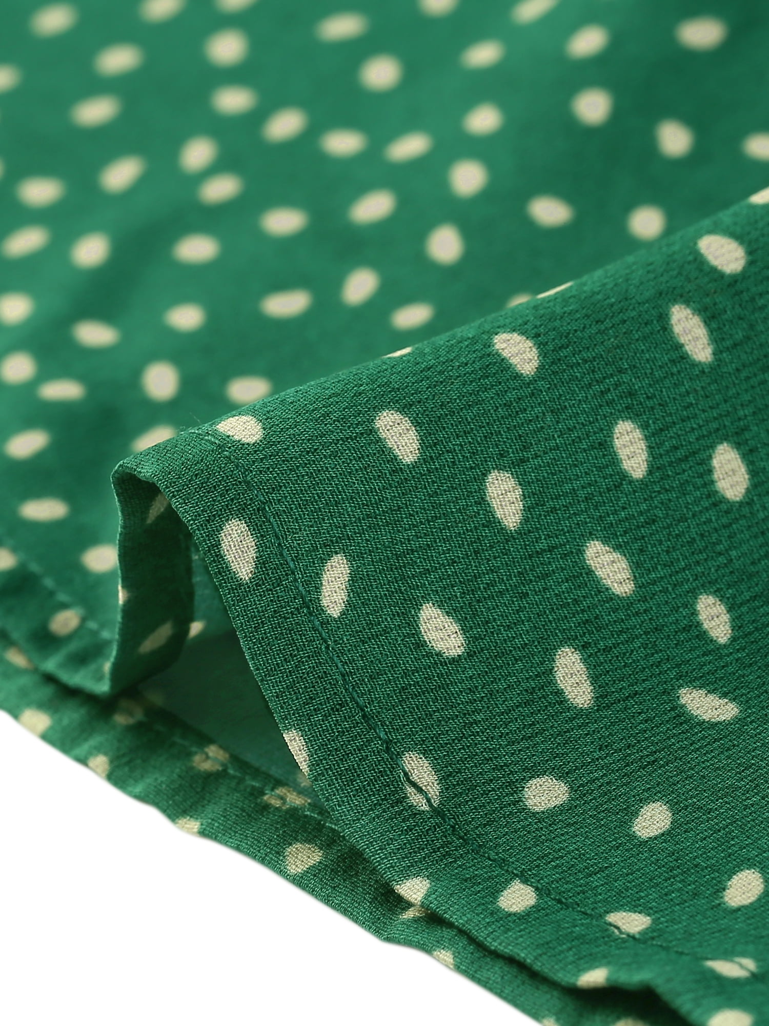 DARING DIVA Women's Polka Dots Tie Bow Chiffon Blouse L Dark Green-Dots