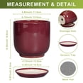 thumbnail image 3 of Ordivic 7 inch Round Red Ceramic Planter with Drainage Hole & Saucer, Flower Pot for Parlor Palm, Ivy, African Violet Entryway Porch & Living Room Decor, 3 of 8