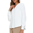 thumbnail image 4 of INSPIRE CHIC V Neck Button Front Top for Women's Long Sleeve Casual Dressy Top M White, 4 of 6