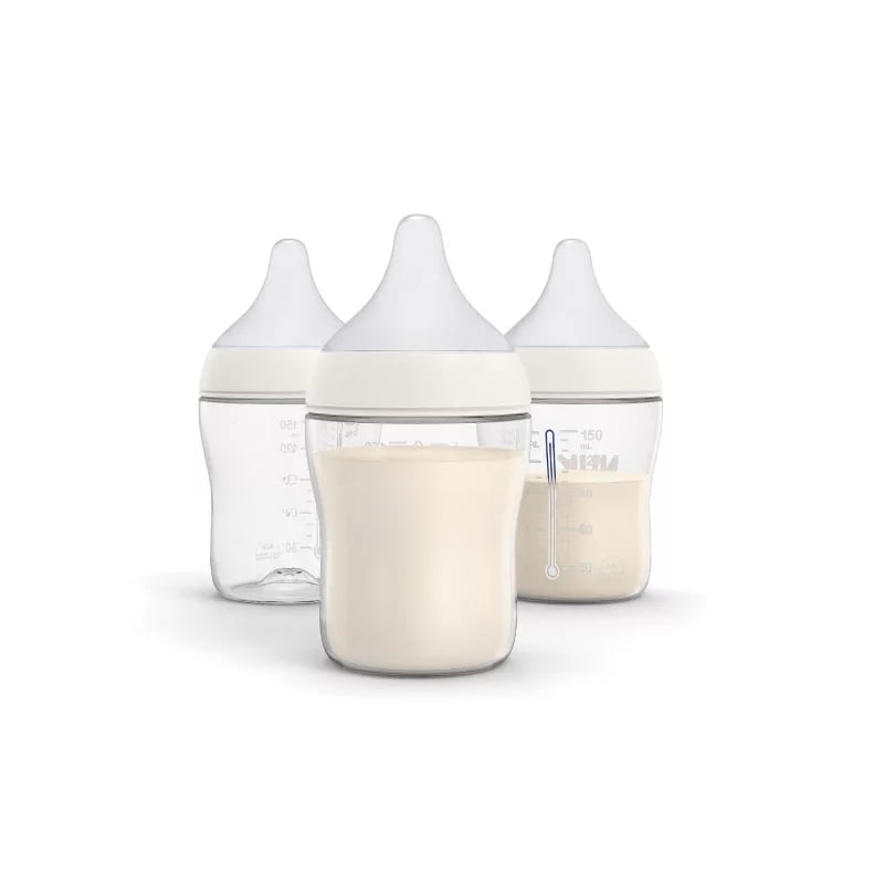 Slow Flow Baby Bottles, 5 fl oz 3-Pack, BPA-Free, Silicone Nipple, Infant Feeding Bottles, Newborn Baby Bottles, Silicone Baby Bottle Set