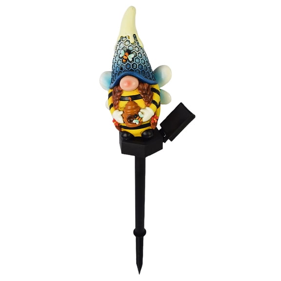 WMGHA Solar Powered LED Dwarf Lights for Outdoor Decoration, Cute Resin Garden Gnome Courtyard Lamp with Atmosphere Lighting, Weatherproof Landscape Pathway Stake for Lawn Patio