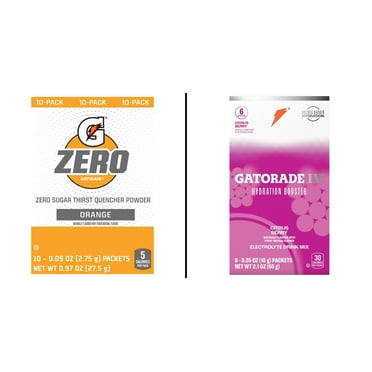 Gatorade Zero Sugar Orange Powder 10 ct 0.97 oz & I.V. Hydration Booster Citrus Berry 6 ct 2.1 oz