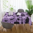thumbnail image 5 of Coolnut Spooky Halloween Pattern Purple Rectangle Tablecloth 54x54In,Dinner Table Cover for Outdoor & Indoor Patio, Picnic, BBQ, Holiday Party Halloween Decoration, 5 of 7