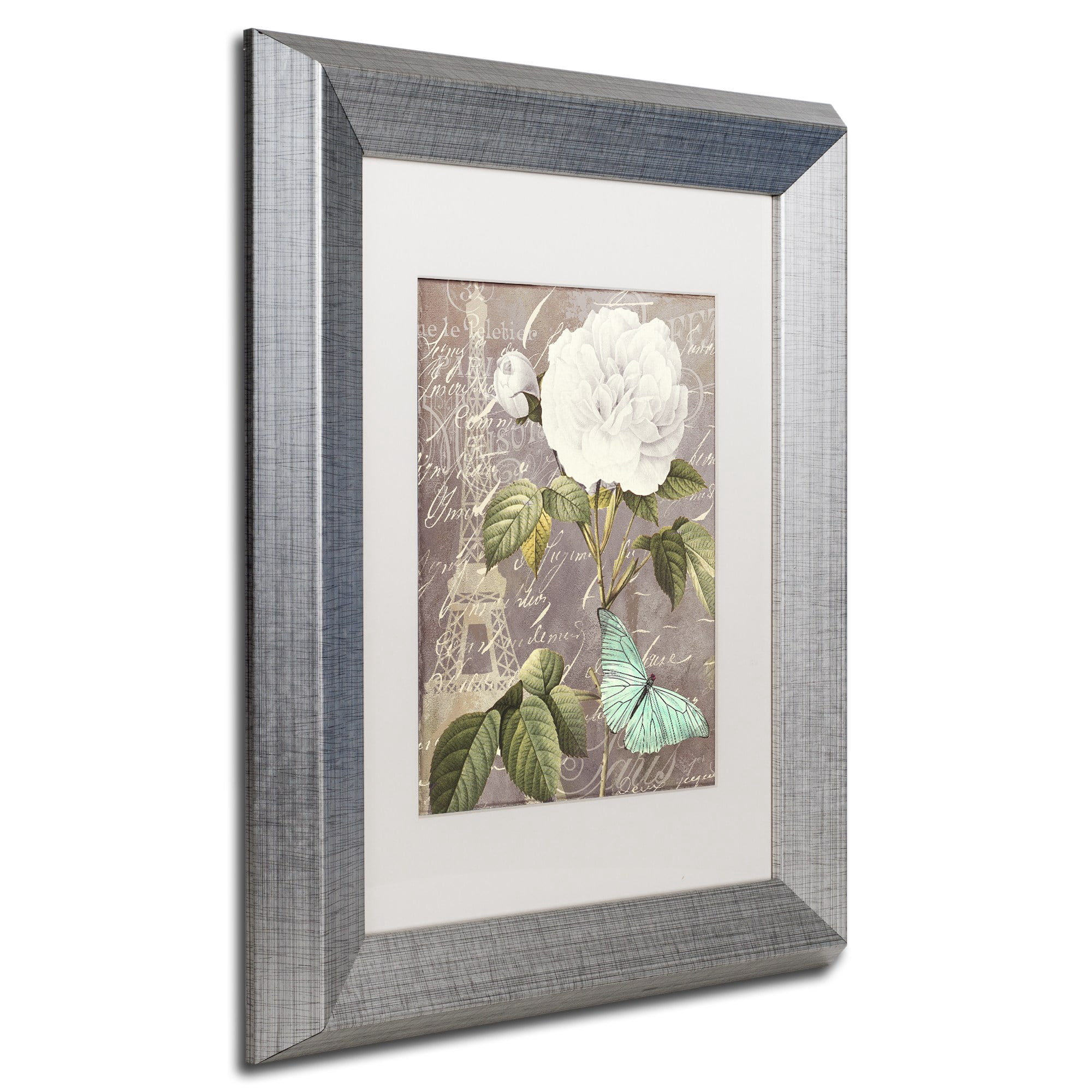Trademark Fine Art "White Rose" Canvas Art by Color Bakery, White Matte, Silver Frame