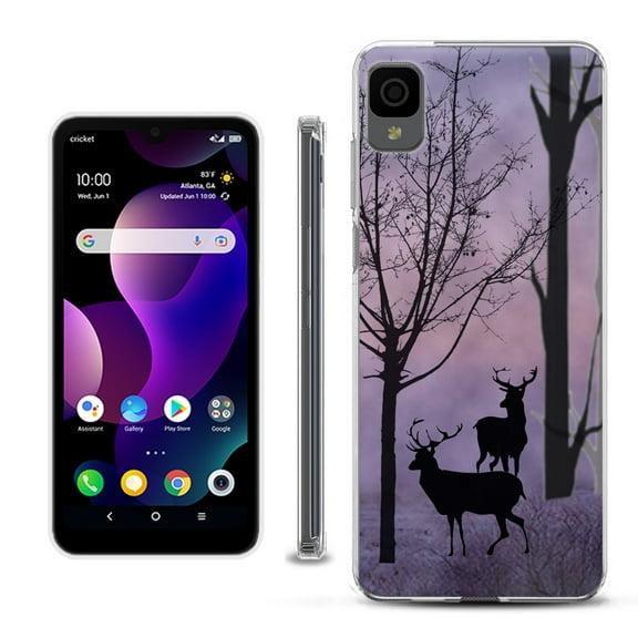 Slim-Fit Gel TPU Phone Case for TCL 30Z / 30 Z / 30 LE, by OneToughShield ® - Forest/Deer/Twilight