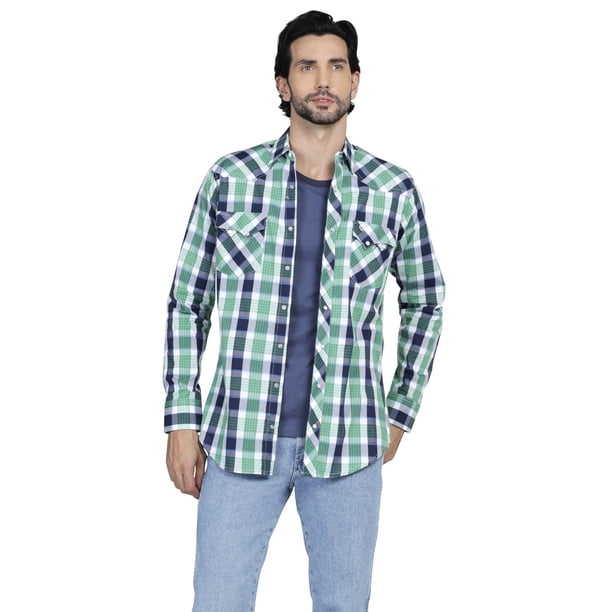 Camisa Vaquera Wrangler Hombre Western Fashion W01 verde CH