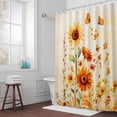 thumbnail image 5 of Retro Flower Fabric Shower Curtain Watercolor Sunflower Butterfly Washable Shower Curtains for Bathroom, Waterproof Bath Curtain with Hooks Home Decor 72x72in, 5 of 8
