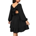 thumbnail image 5 of Flower Girl Dress - Girls Casual Long Sleeve Backless Dress with Waist Tie - Outdoor Wear for Summer Spring Fall, Versatile Season Outfit - Toddler Girl Dress,Color:Black,Size:6-7 Years, 5 of 6