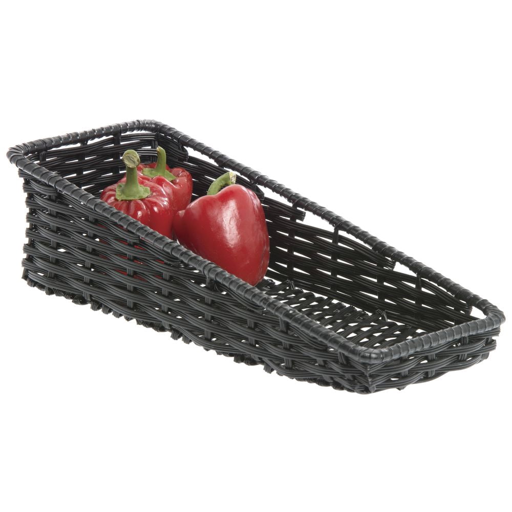 HUBERT® Black Storage Basket with Tapered Front - 7 1/2"L x 18"D x 1 1/2" to 5"D