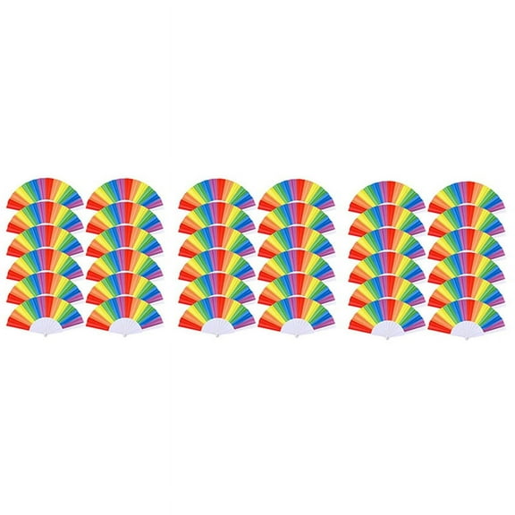 30 Pack Rainbow Folding Fans , Hand Pride Fan Gay Pride LGBT Fans for Parties Festival Events Dance Supplies