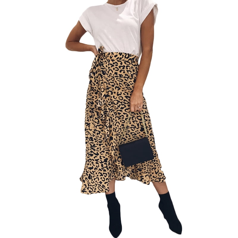 leopard print long skirts