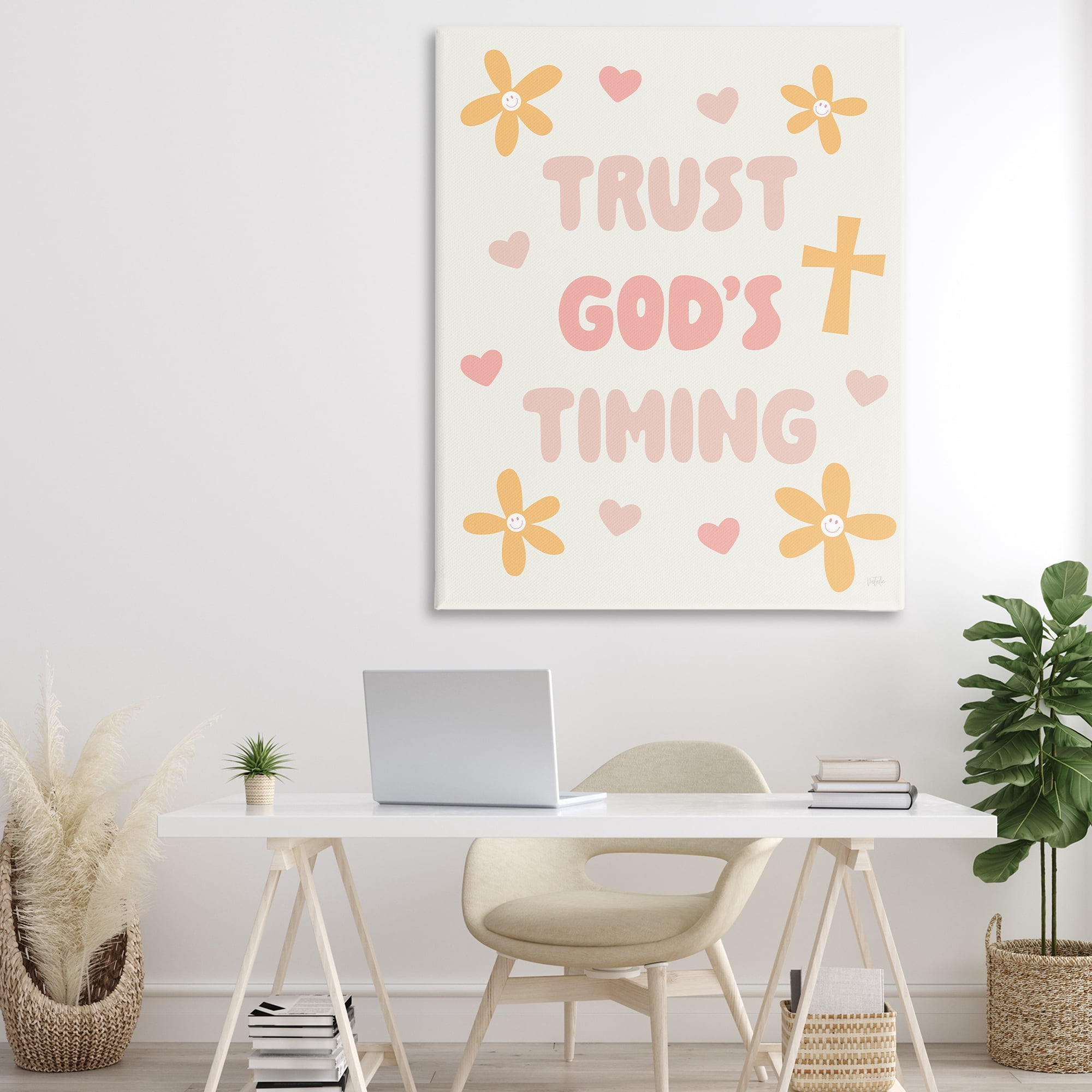 Stupell Industries Retro Trust God's Timing Canvas Wall Art, design by Natalie Carpentieri