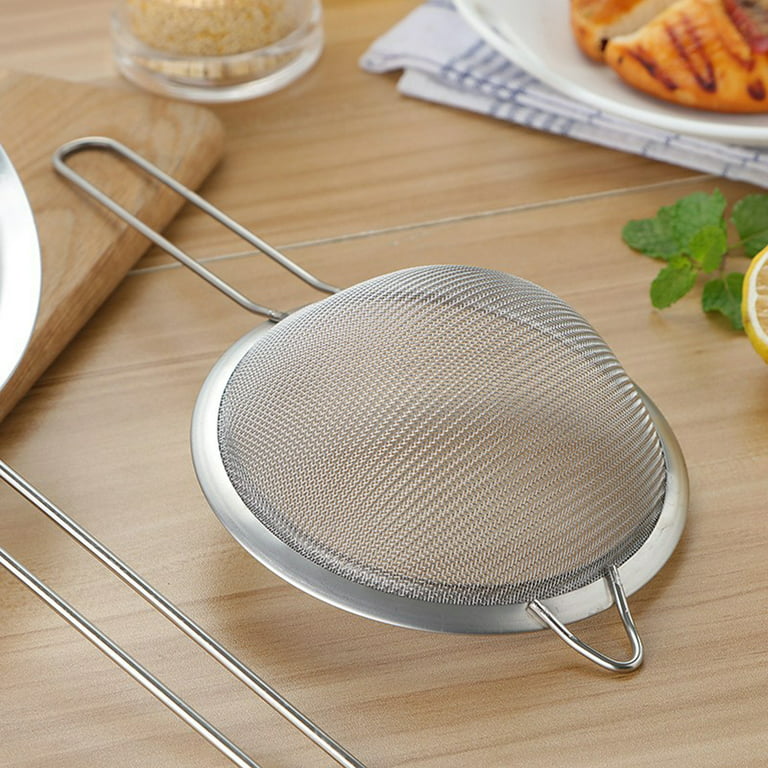 BE-TOOL 14cm Stainless Steel Strainer with Handle Wire Fine Mesh Sieve  Filter for Tea Flour Oil Food Kitchen Restaurant Accessories Sliver 
