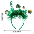 thumbnail image 3 of St. Patrick’s Day Headband, Green Shamrock and Glitter Decor, Fun Holiday Accessory with Leprechaun, Rainbow, and Pot of Gold, 3 of 6