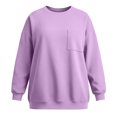 thumbnail image 5 of Binmer Women’s Plus Size Crew Neck Long‑Sleeve Sweatshirt, Oversized Casual Solid Color Pullover Top with Front Pocket,Sizes L-5XL, 5 of 9
