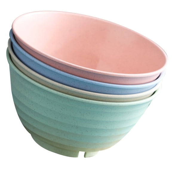 Assorted Color Wheat Straw Bowls Set Unbreakable PP Kitchen Bowls for Drinking Rice Ramen 4pcs