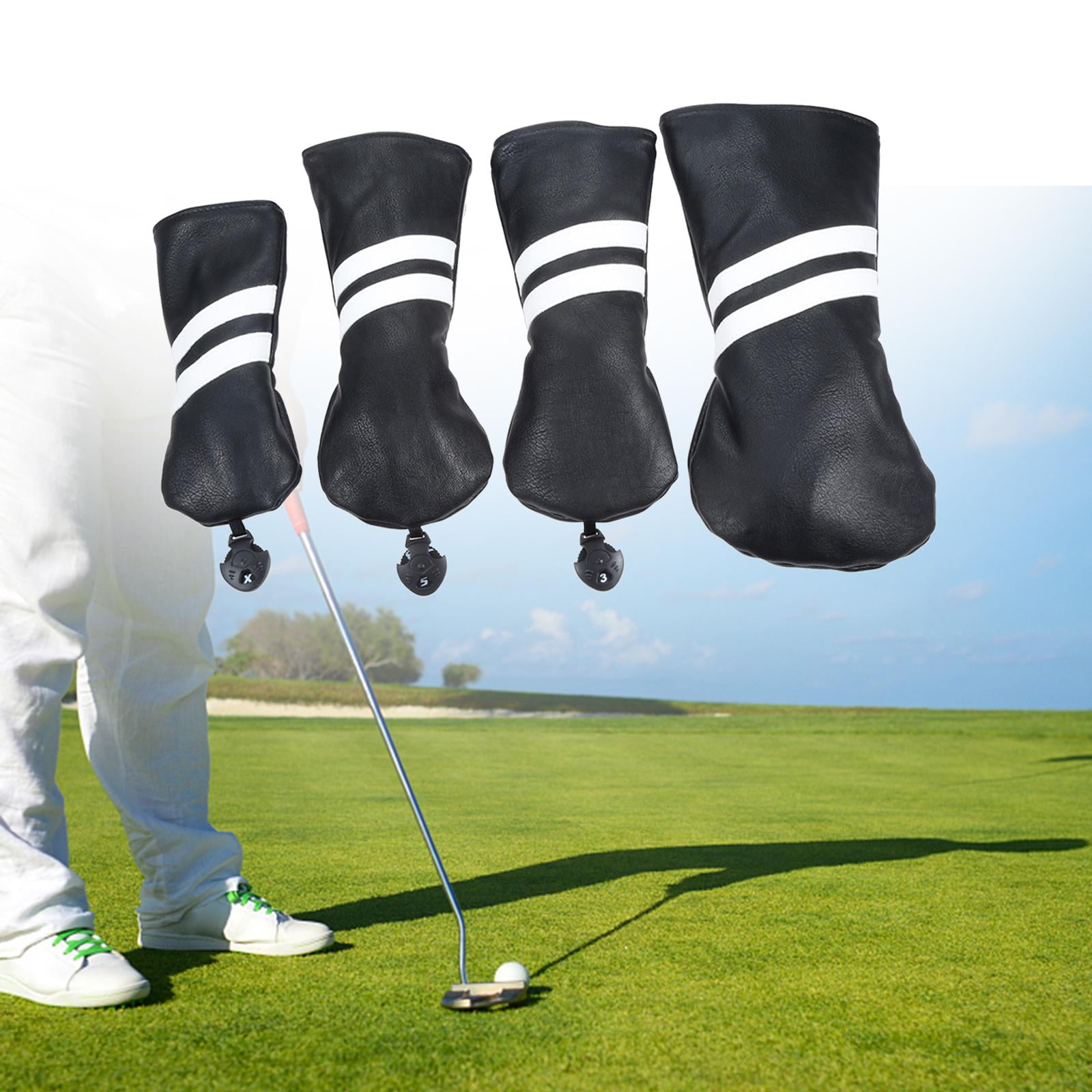Golf Club Head Cover with No. Tags Hybrid Head Cover Embroidered Patterned for Fairway Woods Headcovers Fit Fairway Woods Golf Accessories Black