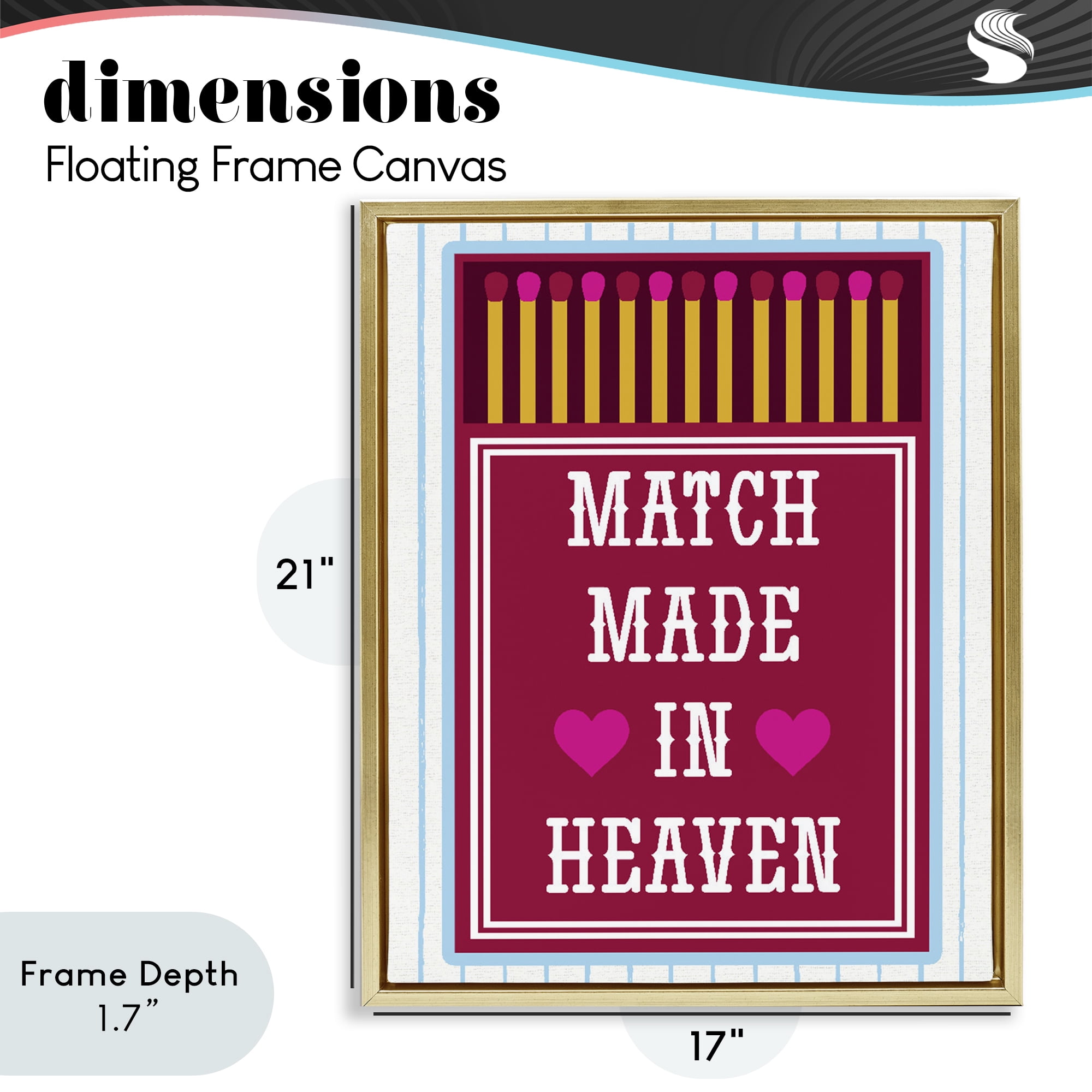 Stupell Industries Vintage Match Made In Heaven Gold Framed Floater Canvas Wall Art, design by Lil' Rue