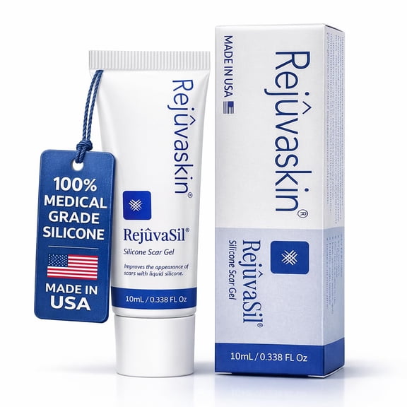 Rejuvaskin Rejuvasil Silicone Scar Gel – Scar Treatment for Surgical Scars for Face, Body, Burn, Keloids, & Acne – Silicone Gel for Scars to Reduced the Appearance of Old & New Scar - 0.33 ounce