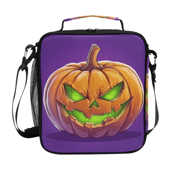 Haosy Halloween Evil Pumpkin Reusable Lunch Box Men/Women Insulated Lunch Bag for School Picnic Travel