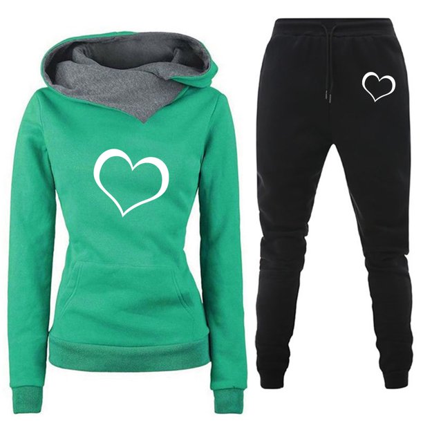 Puntoco Moda Mujer Otoño Invierno Trajes Deportivos Chándales Manga Larga Impreso Sudaderas Con Capucha Pantalones Traje Liquidación Puntoco Puntoco-4691