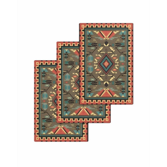 Vintage Southwest Kitchen Dish Towels for Drying Dishes Set of 3, Ethnic Modern Geometric Waffle Weave Microfiber Terry Hand Tea Bathroom Towels Quick Dry & Absorbent Towel 15.7x23.6