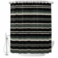 thumbnail image 2 of Black Green Beige Waterproof Fabric Shower Curtain,Boho Farmhouse Vintage Abstract Striped Waterproof Fabric Shower Curtain for Bathroom Curtains Bathtubs Shower Curtains with 12 Hooks Standard 60x72, 2 of 8