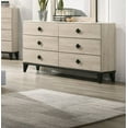 thumbnail image 5 of Modern Light Grey Queen Size Bed Dresser Mirror 2x Nightstands Chest 6pc Bedroom Set Tufted Burlap Fabric Storage FB, 5 of 7