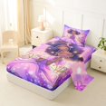 thumbnail image 2 of Castle Fairy Magical Fairy Afro Princess Twin Sheets 3pcs,Purple Star Flower Heart Bedding,Purple Pink,1 Fitted Sheet, 1 Flat Sheet and 1 Pillowcase, 2 of 6
