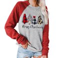 thumbnail image 3 of Sudadera con capucha para mujer, estampado navideño, Color empalmado, cuello redondo, manga larga, para uso diario, manga roja, XXL, 3 of 5