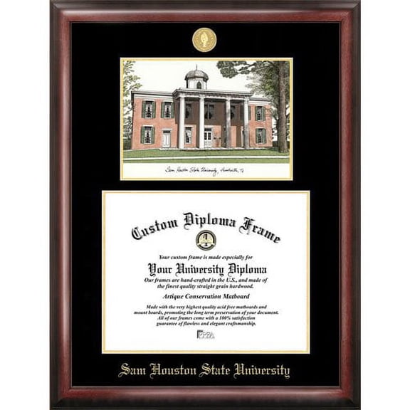 Sam Houston State 11" x 14" Gold Embossed Diploma Frame with Campus Images Lithograph