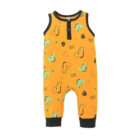 

Jumpsuit Baby Boys Girls Sleeveless Cartoon Dinosaur Printed Romper Jumpsuit Clothes