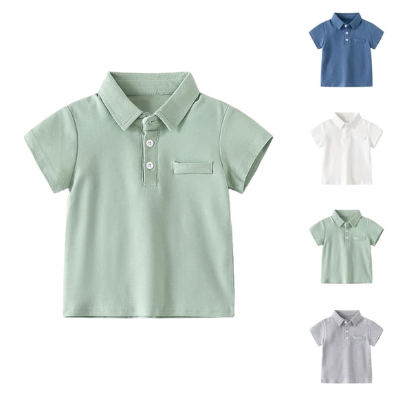 Boys Polo Shirt Summer Short Sleeve Casual Collared Cotton Tshirt with Chest Pocket Uniform Shirts