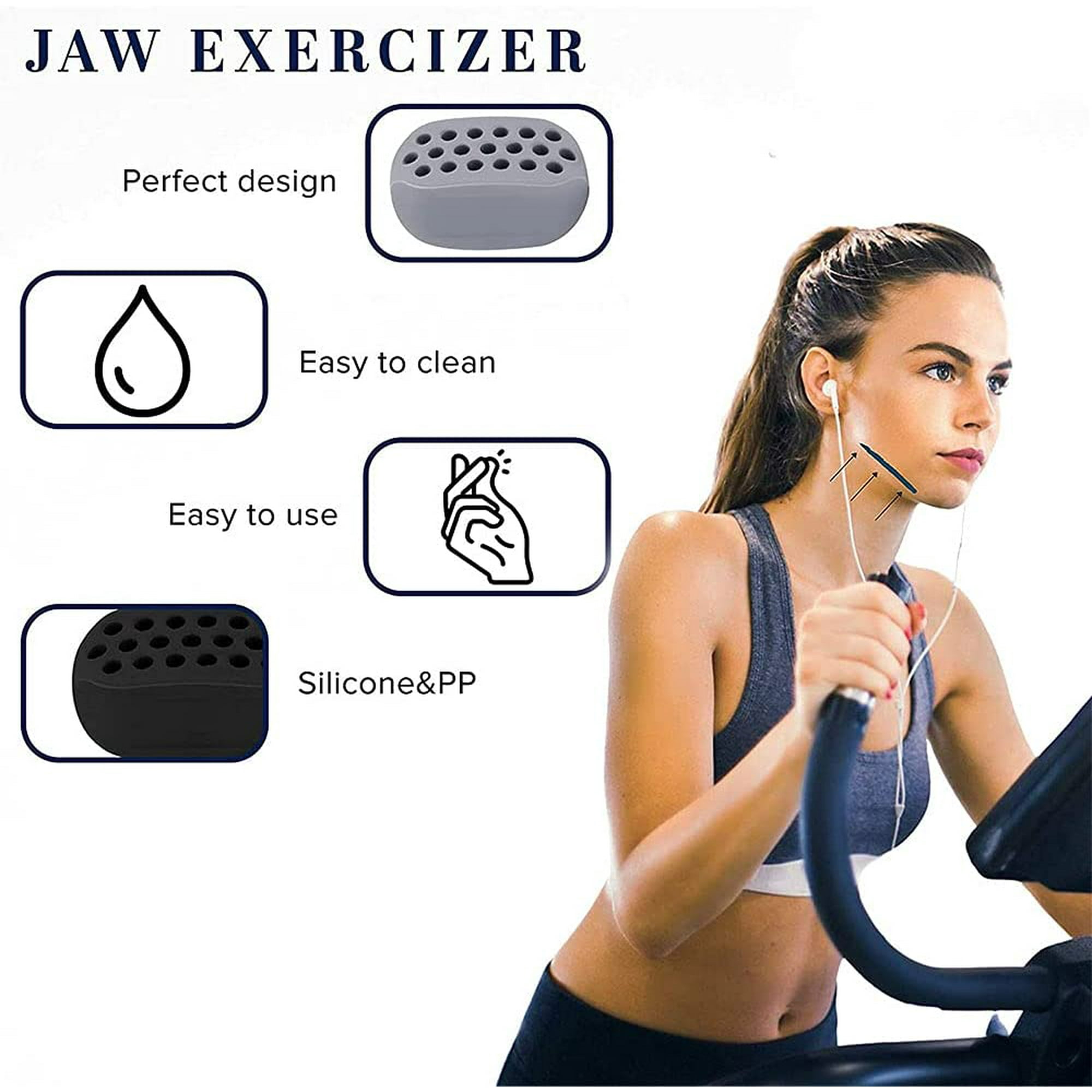 3 Pieces Jawline Exerciser Women Men Jawline Muscle Trainer Double Chin Fitness Equipment Exercise Ball Jawline Define Facial Beauty Tool
