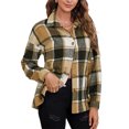 thumbnail image 2 of KOMOO Womens Plaid Flannel Shacket Jacket Shirt Button Long Sleeve Flannel Shirts Loose Fall Plaid Jackets, 2 of 7