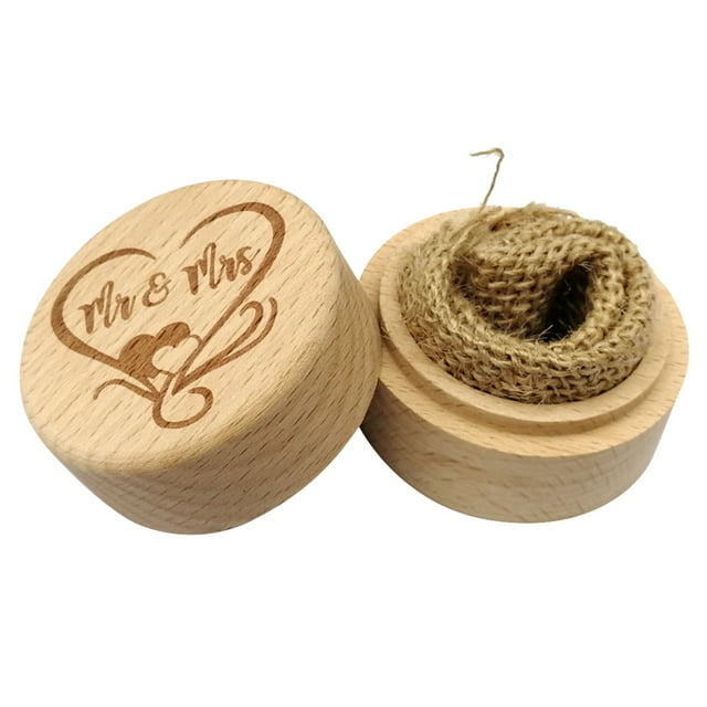 1pcs Personalized Retro Ring Box Wedding Valentines Wooden Holder Jewelry Box