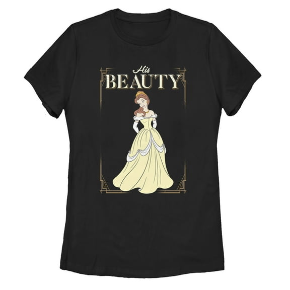 Women's Beauty and the Beast Valentine His Belle Frame  Graphic Tee Black Medium