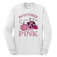 thumbnail image 2 of Wild Bobby In October We Wear Pink Pumpkin Cheetah Print Breast Cancer Awareness Men Long Sleeve Shirt, White, Large, 2 of 6