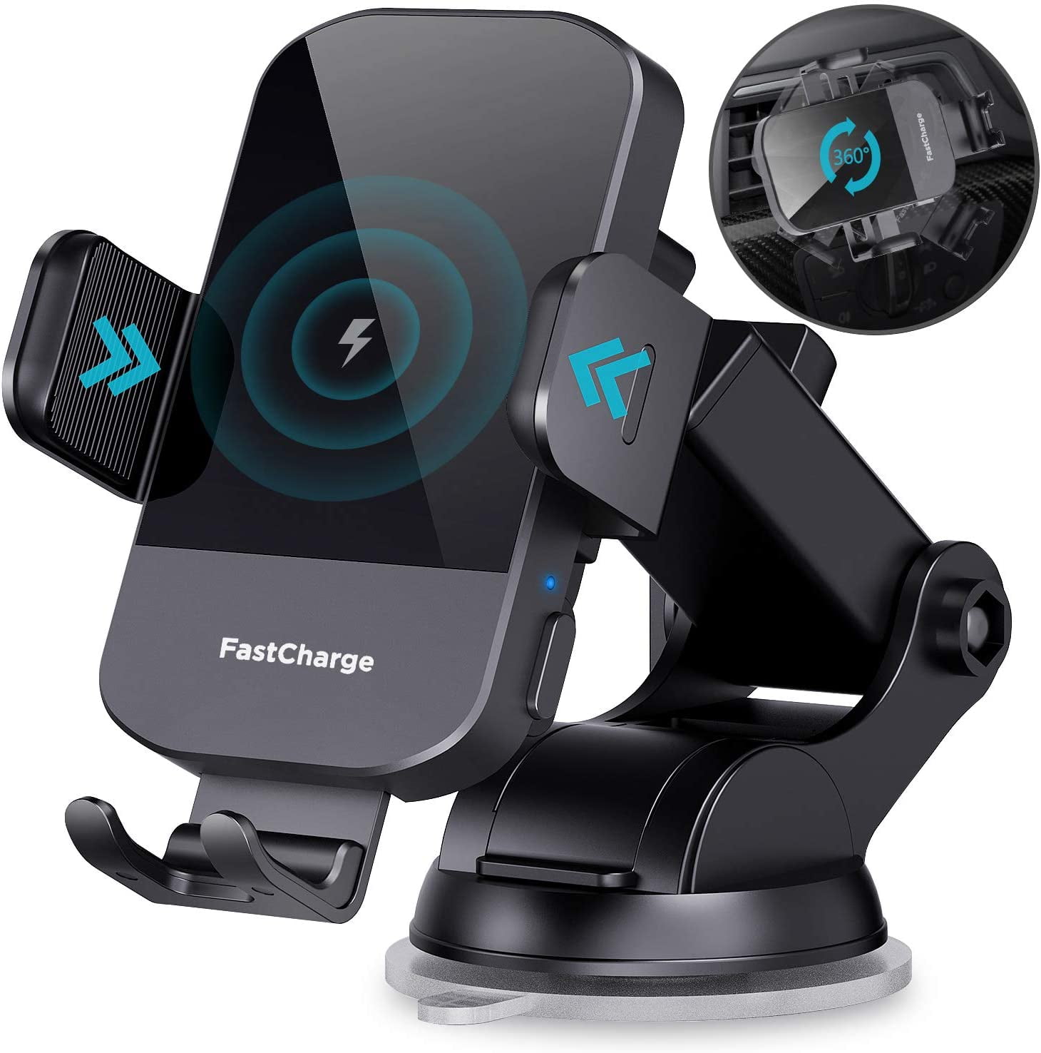 Wireless Car Charger 15W Qi Fast Charging Auto-Clamping Dashboard Car Mount Air Vent Phone Holder Compatible with iPhone 12/11/11Pro/11ProMax/XS Max/XS/XR/X/8/8+,Samsung S10/S9/S8/Note10/Note9 