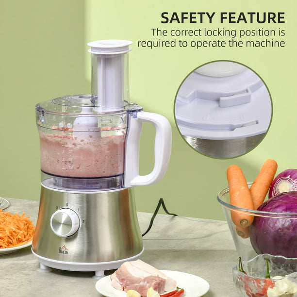 HOMCOM 2 in 1 Blender Food Processor Combo for Slicing, Shredding, Mincing and Pureeing for Vegetable, Meat and Nuts, 500W 5-Cup Bowl, 1.5L Jug, 3 Blades and Adjustable Speed - Walmart.com