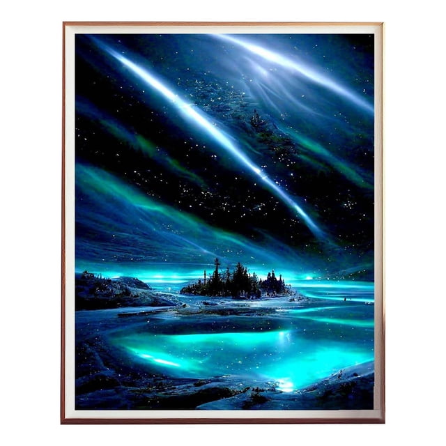 Luna Pintura Kits Adultos 5D Playa Arte Kits Principiantes DIY Ronda completa de perforación junto al mar Pintura con puntos Inicio Pared 15.75 X 11.81 Inch