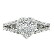 1.49 ct Heart Cut White Sapphire with Simulated Diamond Halo Accents 18K White Gold Womens Engagement Ring