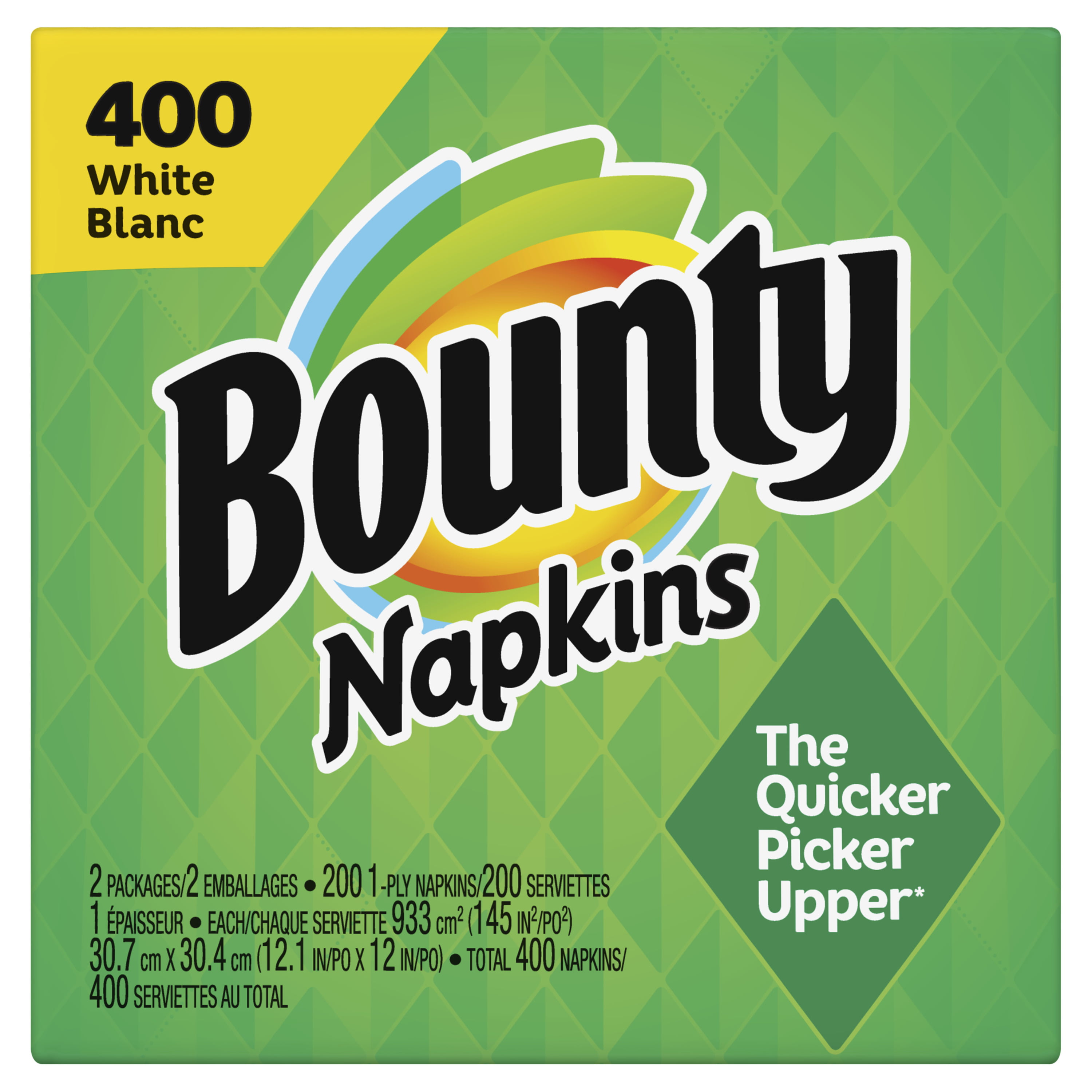 Bounty Paper Napkins 2 Pack = 400 Napkins 200Count White or Printed