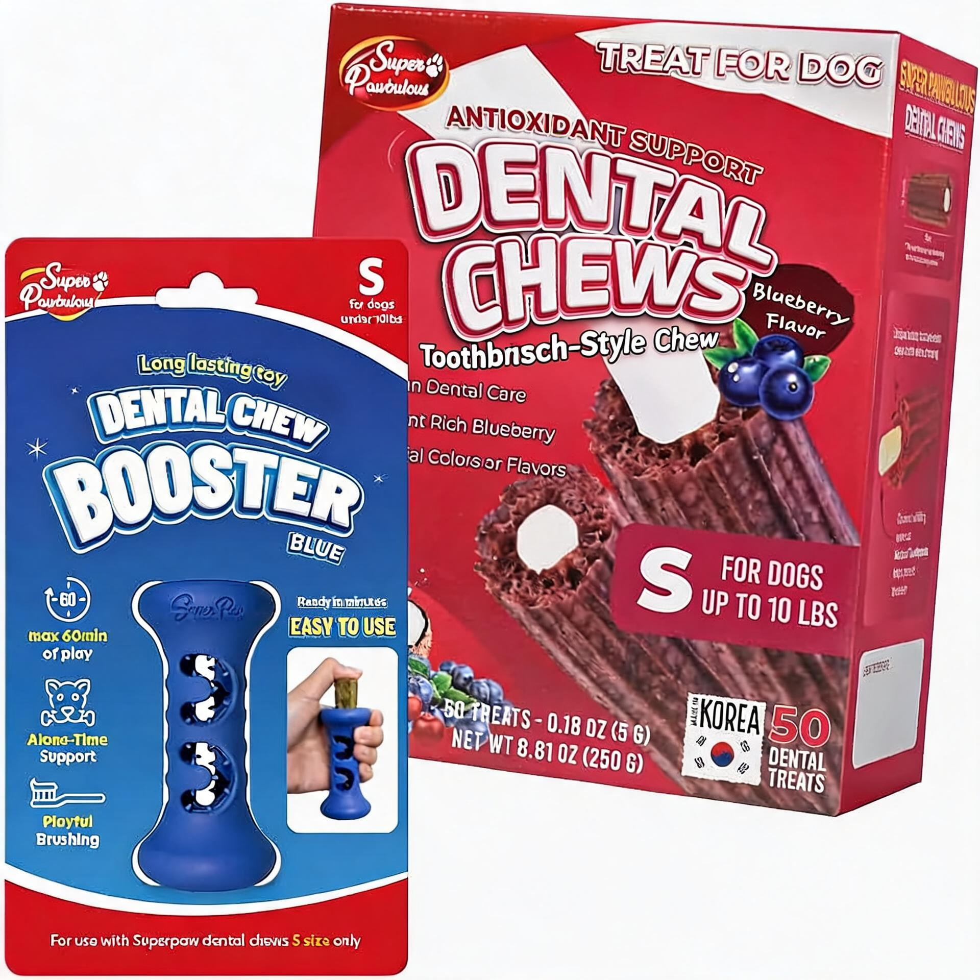 Dog Dental Chews and Chew Holder Bundle Small Size