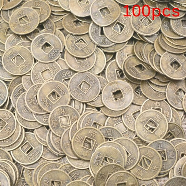 Moneda antigua de dinero de la fortuna, 1/100 Uds., moneda de la suerte, riqueza, Feng Shui chino, juego de monedas de la suerte/monedas antiguas, diez emperadores educativos100pcs1 Deng Xun unisex